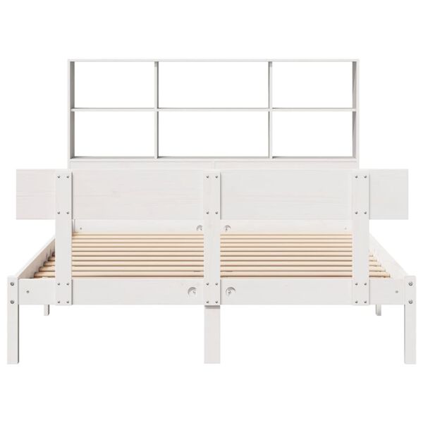 vidaXL Letto Libreria senza Materasso Bianco 120x200 cm Legno di Pino