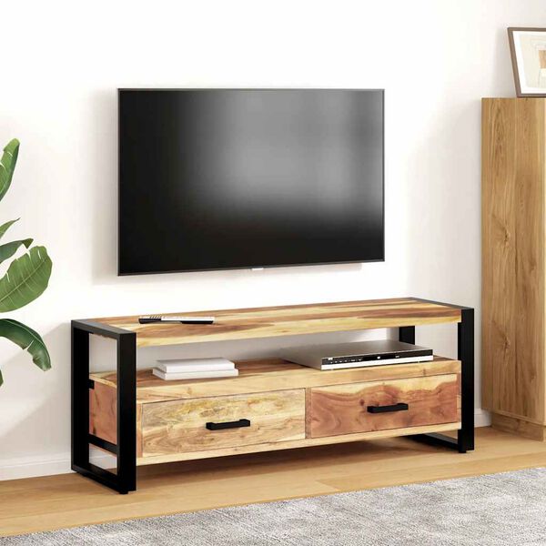 vidaXL Mobile Porta TV 120x35x45 cm Legno Massello con Finitura Ambra