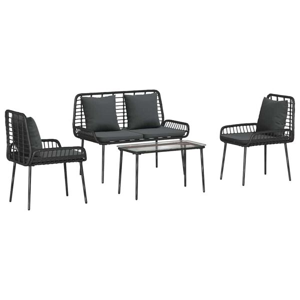 vidaXL Set di Mobili da Giardino 4 pcs Nero e Crema polyrattan