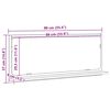 vidaXL Mensola Specchio con specchio Legno vecchio 90 x 10,5 x 37 cm
