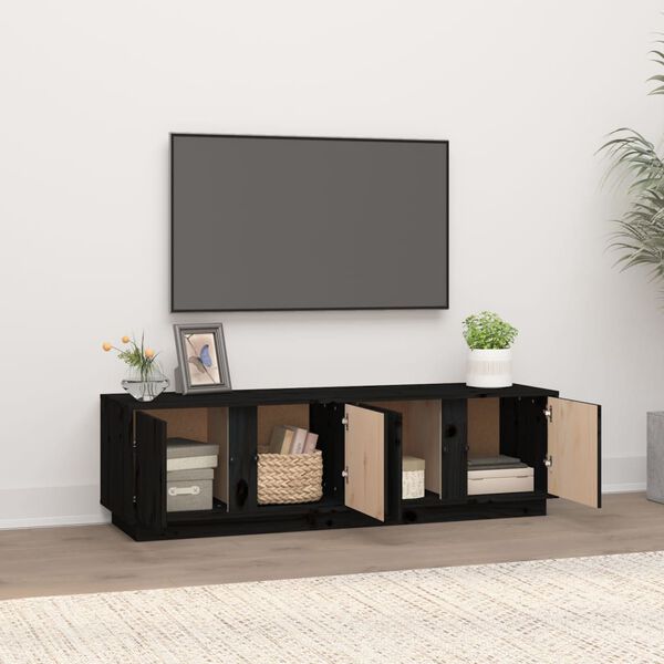 vidaXL Mobile Porta TV Nero 140x40x40 cm in Legno Massello di Pino