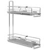 vidaXL Cestello Metallico Estraibile a 2 Livelli Argento 47x15x54,5 cm
