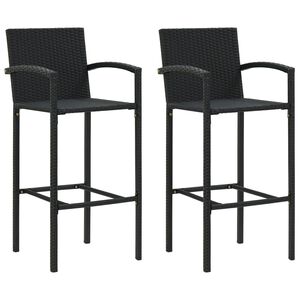 vidaXL Sgabelli da Bar 2 pz in Polyrattan Nero