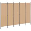 vidaXL Paravento a 5 Pannelli Beige 250 x 180 cm Tessuto