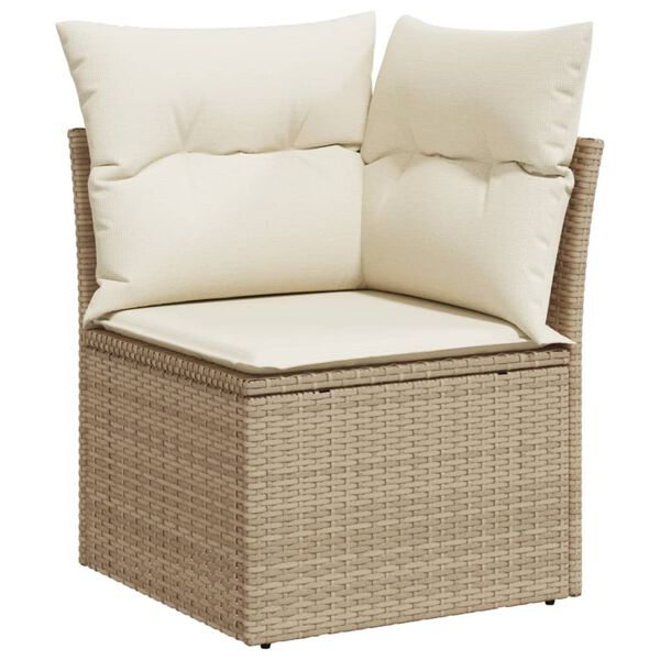 vidaXL Divano Angolare da Giardino con Cuscini Beige in Polyrattan