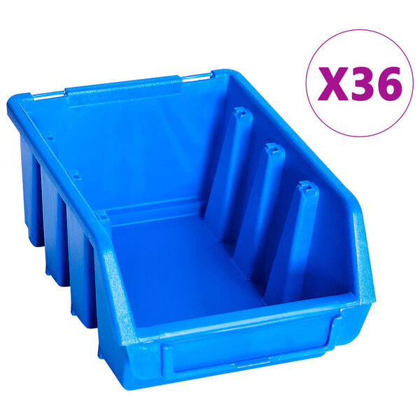 vidaXL Kit Contenitori di Stoccaggio 96 pz con Pannelli a Parete Blu