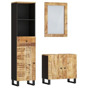 vidaXL Set Mobili da Bagno 3pz in Legno Massello di Mango