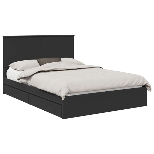 vidaXL Letto con Contenitore Nero 140 x 190 cm Legno multistrato