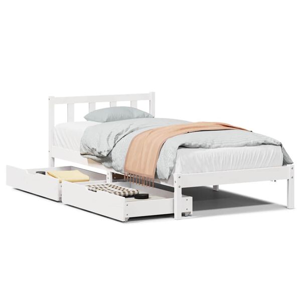 vidaXL Letto senza Materasso Bianco 75x190 in Legno Massello di Pino
