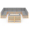 vidaXL Set Divani Giardino 11 pz con Cuscini in Legno Massello di Pino