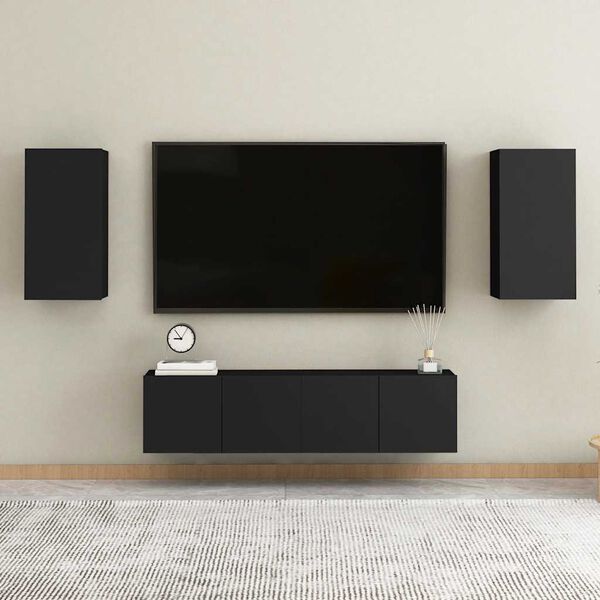 vidaXL Mobile Porta TV Nero 30,5x30x60 cm in Legno Multistrato