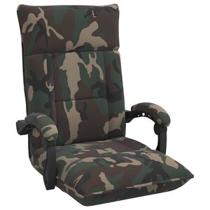vidaXL Sedia a pavimento regolabile Verde militare Tessuto