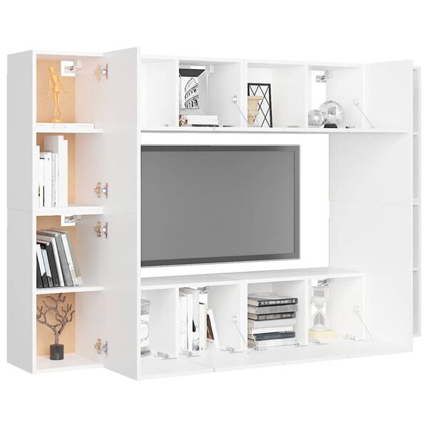vidaXL Set Mobili Porta TV 8 pz Bianco in Legno Multistrato