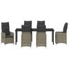 vidaXL Set da Pranzo per Giardino con cuscino 7 pcs Grigio polyrattan
