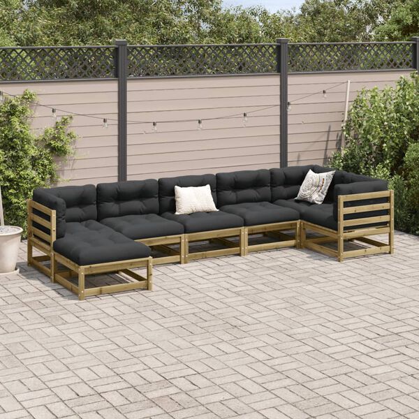 vidaXL Set Divani da Giardino 7 pz in Legno Impregnato di Pino