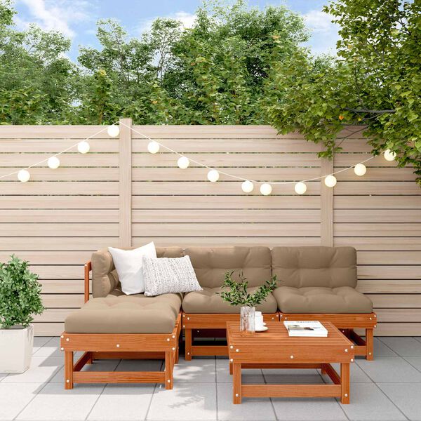 vidaXL Set Lounge da Giardino 5 pcs Marrone Cera