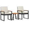 vidaXL Set Mobili da Esterno 3 pz Nero e Bianco Crema polyrattan