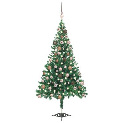vidaXL Albero di Natale Preilluminato Palline Bianco 180 cm 564 Rami