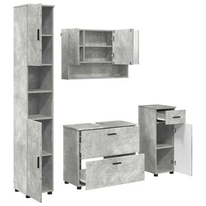 vidaXL Set di mobili per il bagno con cassetto 4 pcs Grigio cemento