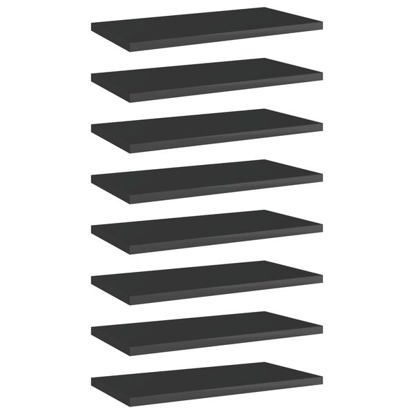 vidaXL Ripiani per Libreria 8pz Nero Lucido 40x20x1,5cm Multistrato