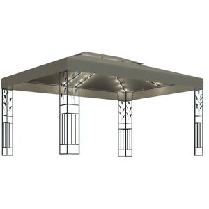 vidaXL Gazebo con Tetto Doppio e Luci LED 3x4 m Grigio Talpa
