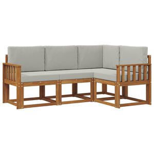 vidaXL Set di divani da esterno 4 pcs Grigio Naturale e Chiaro