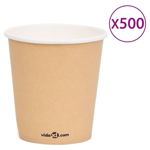 vidaXL Bicchieri di Carta da Caff&egrave; 200 ml 500 pz Marroni