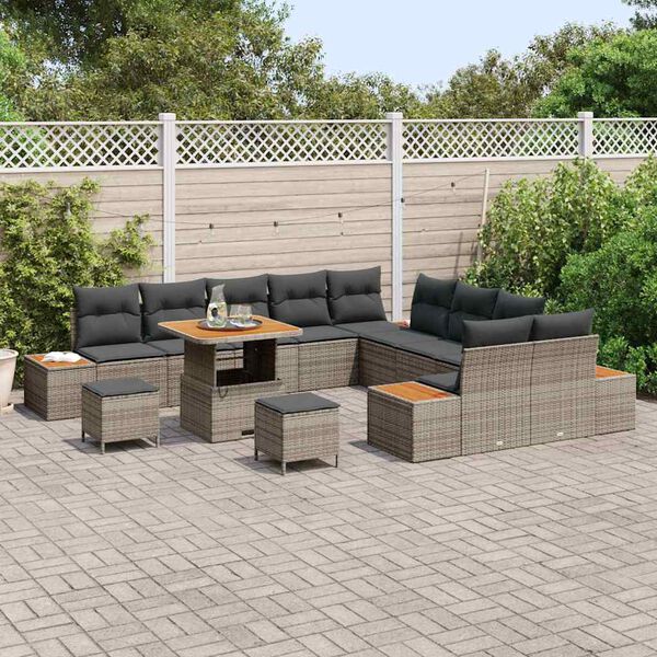 vidaXL Set Divano da Giardino 13 pcs Grigio polyrattan