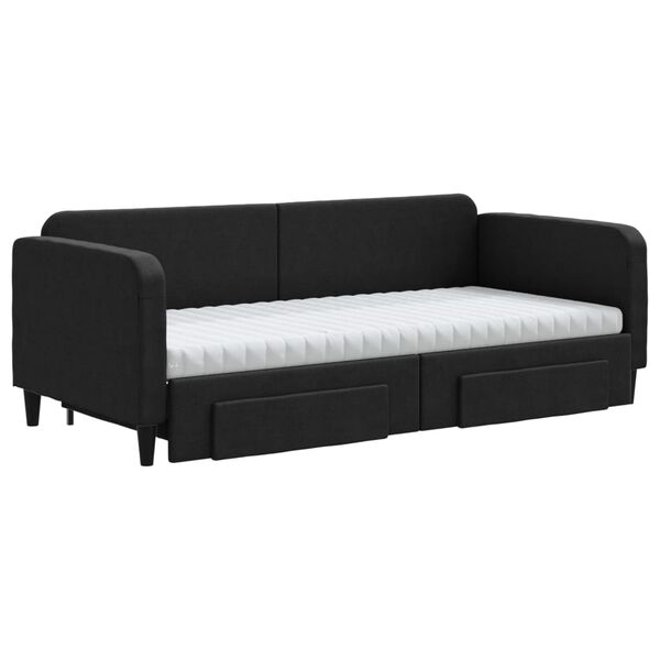 vidaXL Divano Letto Estraibile con Cassetti Nero 90x200 cm in Tessuto