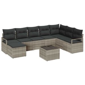 vidaXL Set di divani con cuscino 8 pcs Grigio chiaro polyrattan