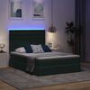 vidaXL Letto con contenitore e LED Verde Scuro 140 x 190 cm Velluto
