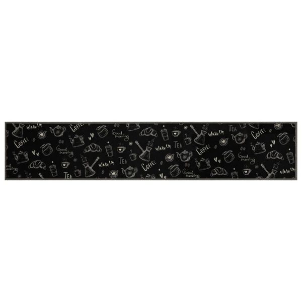 vidaXL Tappeto da Cucina Lavabile Nero Mattutino 60x300 cm in Velluto