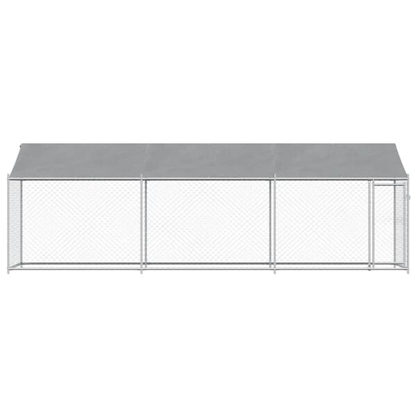vidaXL Gabbia Cani con Tetto e Porta Grigia 6x2x2 m in Acciaio Zincato