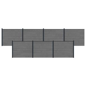 vidaXL Pannello di Recinzione 7 pcs WPC e Alluminio Grigio