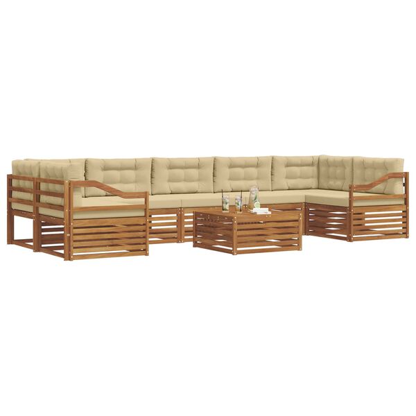 vidaXL Set di divani da esterno con cuscino 8 pcs Naturale e Beige