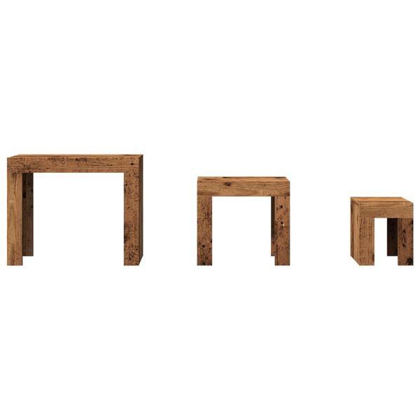 vidaXL Tavolini Impilabili 3 pz Legno Antico in Truciolato