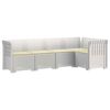 vidaXL Divano da Giardino 5 Posti con Cuscini Stile Rattan PP Bianco