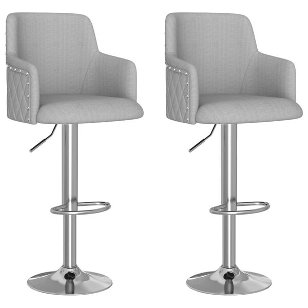 vidaXL Sgabelli da Bar 2 pz Grigio Chiaro in Tessuto