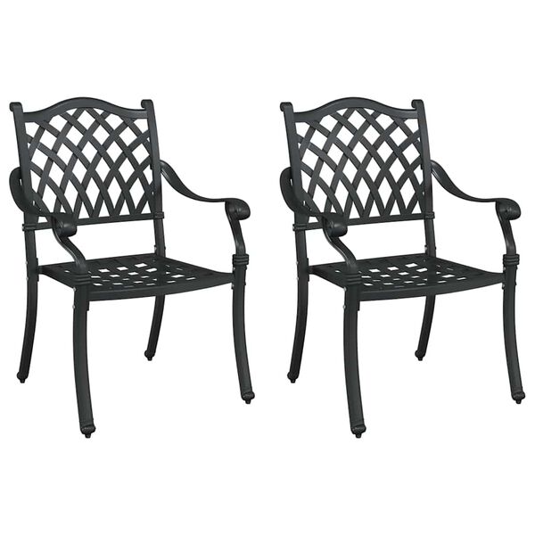 vidaXL Sedia da Giardino 2 pcs Nero 56 x 55 x 92.5cm Alluminio