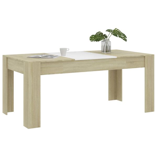 vidaXL Tavolo da Pranzo Bianco e Rovere Sonoma 180x90x76cm Multistrato