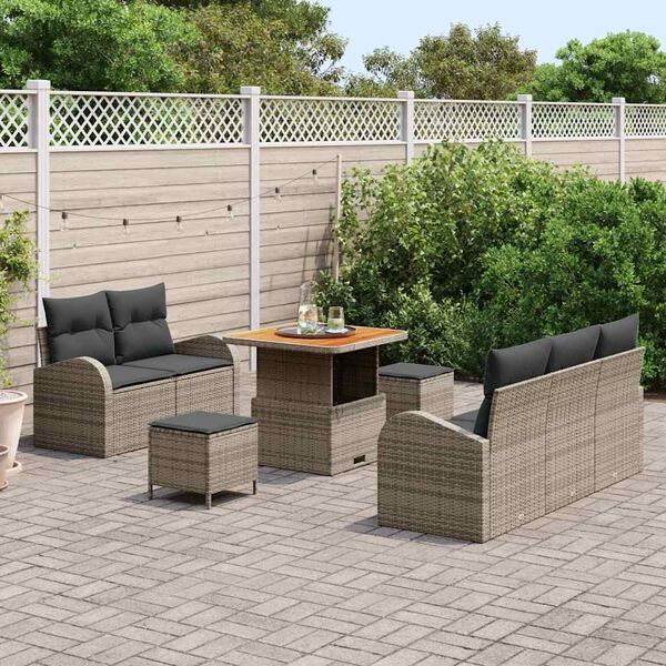 vidaXL Set Divano da Giardino con cuscino con cuscino 8 pcs Grigio