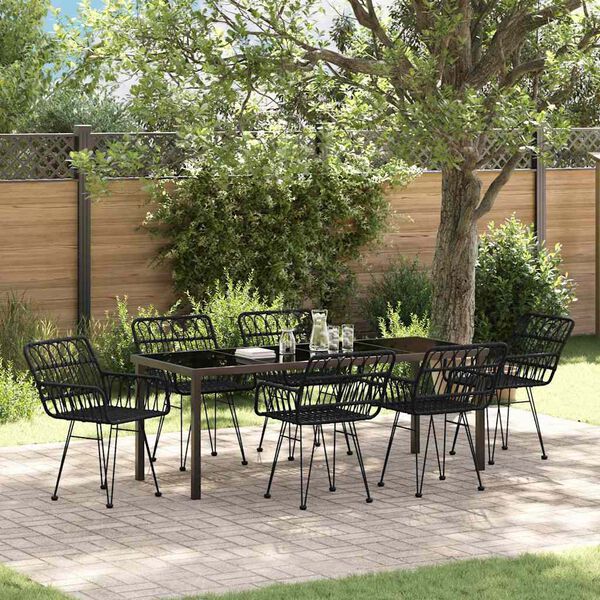 vidaXL Set da Pranzo per Giardino 7 pcs Nero