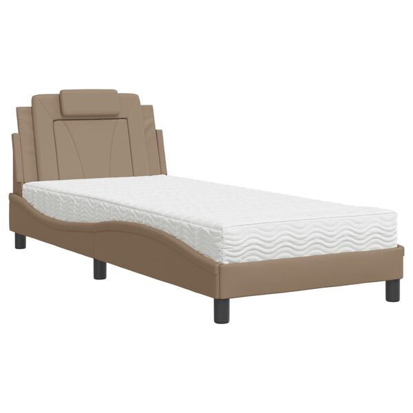 vidaXL Letto Viana con Materasso Cappuccino 90x200 cm in Similpelle