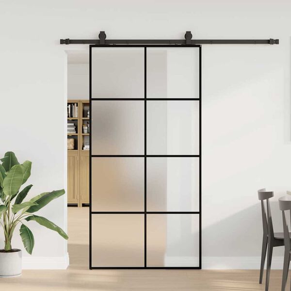 vidaXL Porta Scorrevole con Ferramenta Nera 102,5x205 cm in Vetro ESG
