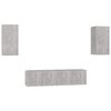 vidaXL Set di Mobili Porta TV 4 pz Grigio Cemento in Legno Multistrato