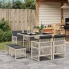 vidaXL Set Pranzo da Giardino 9pz con Cuscini Grigio Chiaro Polyrattan