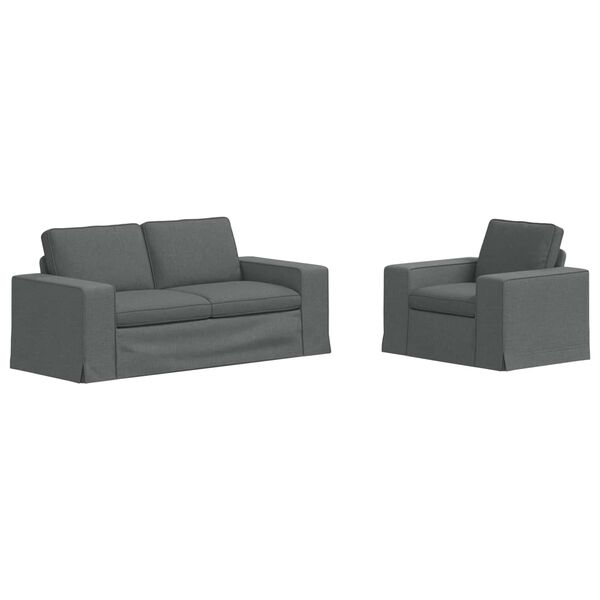 vidaXL Divano 2 pcs Grigio scuro
