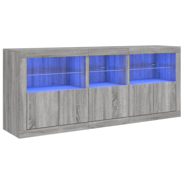 vidaXL Credenza con Luci LED Grigio Sonoma 162x37x67 cm