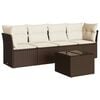 vidaXL Set Divano da Giardino 5 pz con Cuscini Marrone in Polyrattan