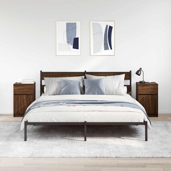 vidaXL Comodini 2pz Rovere Marrone 39x35x65 cm in Legno Multistrato